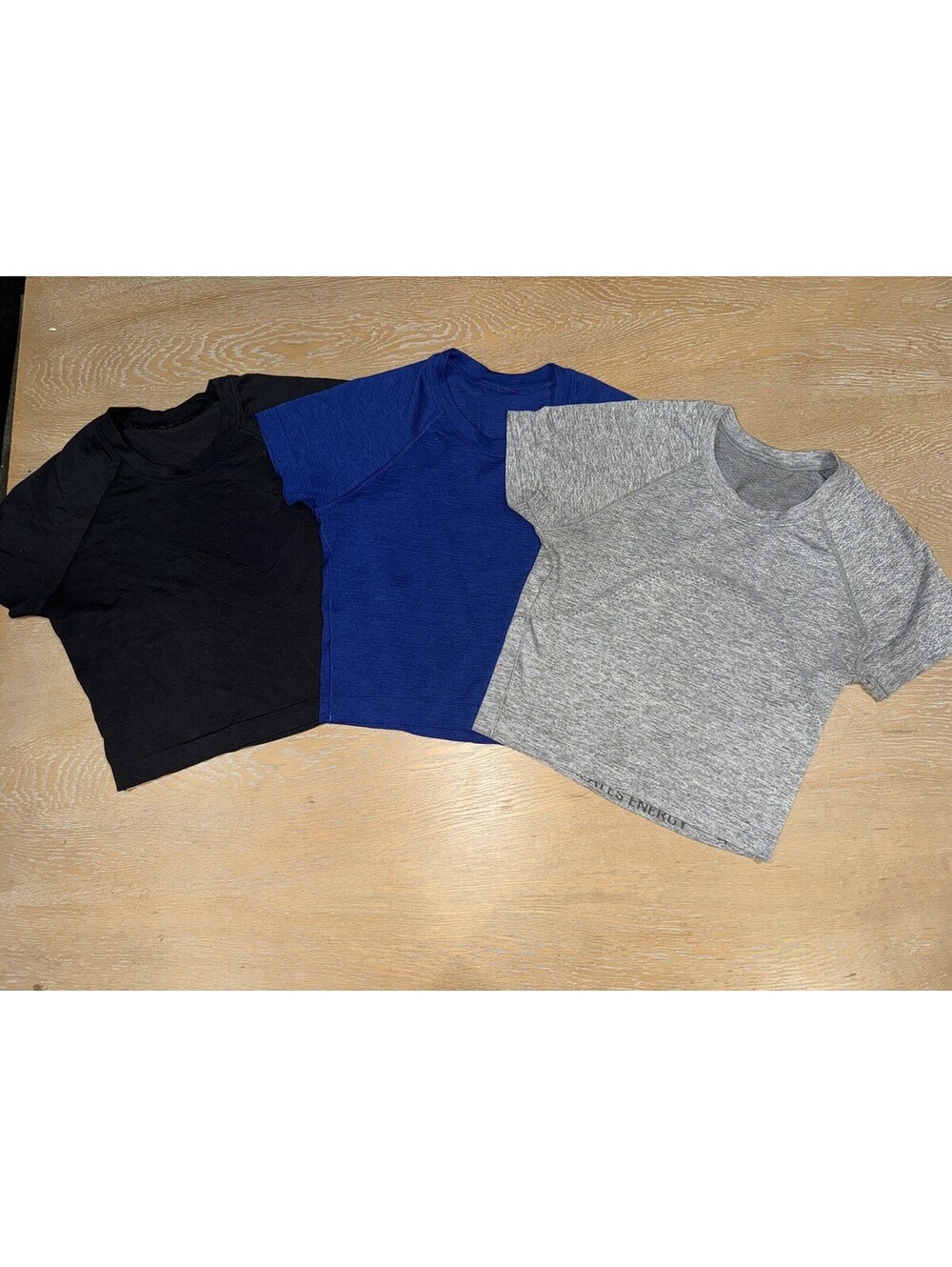 Lululemon Short Sleeve Cropped Swiftly Tees SIZE 4 Bundle Of 3 Blue Black Gray